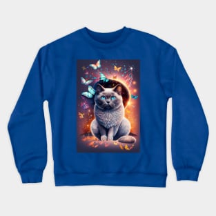 Cats And Butterflies In Space Crewneck Sweatshirt